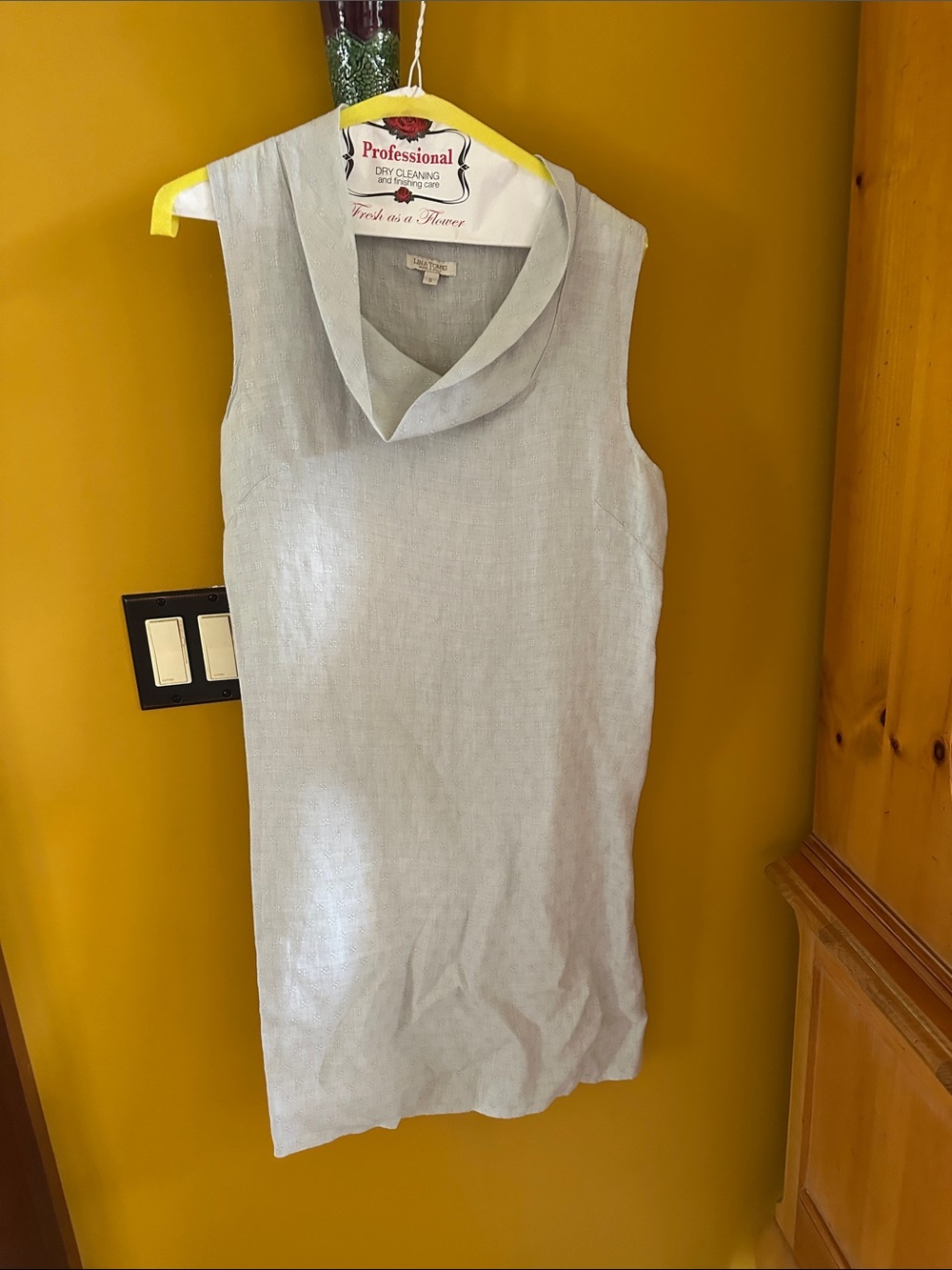 Sleeveless Light Gray Cowl Neck Women’s Linen dress